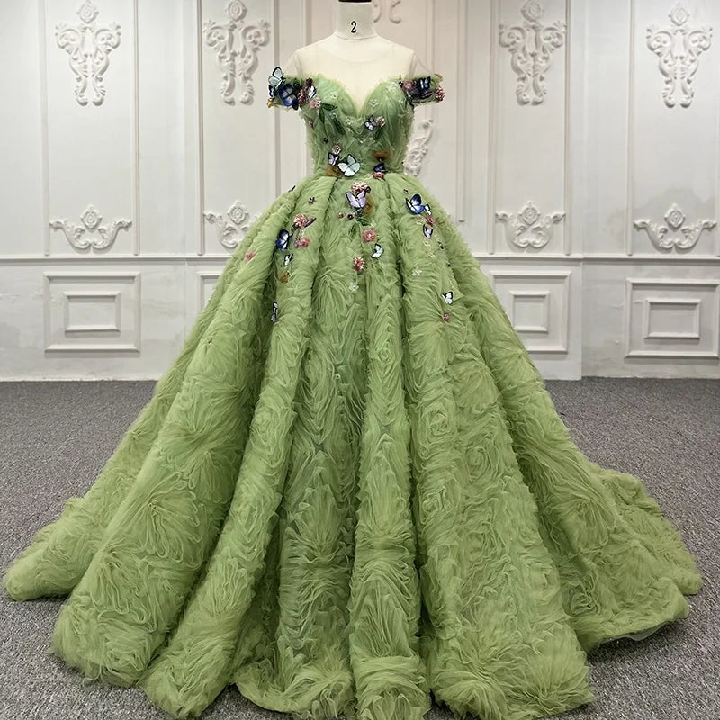 9822 2022 Latest Design Lace Green With Bow Retro Elegant Prom Evening Dress