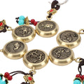 Wholesale Fengshui Rotating Brass Car Keychain Metal Money Zodiac Keychain to Attract Wealth Treasure Rotary Transfer Keychain