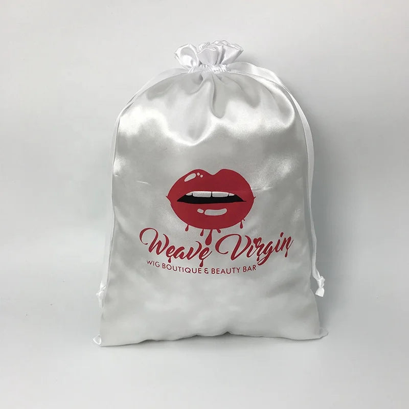 Wholesale Luxury Wig Pouch Satin Shoe Cloth Container Bag Custom Print LOGO Recyclable for Candy Packaging with Special Logo