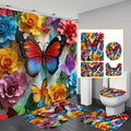 Custom Tulip Flower Printed Bathroom Curtain Set Floral Customised Design Bath Sets with Shower Curtain