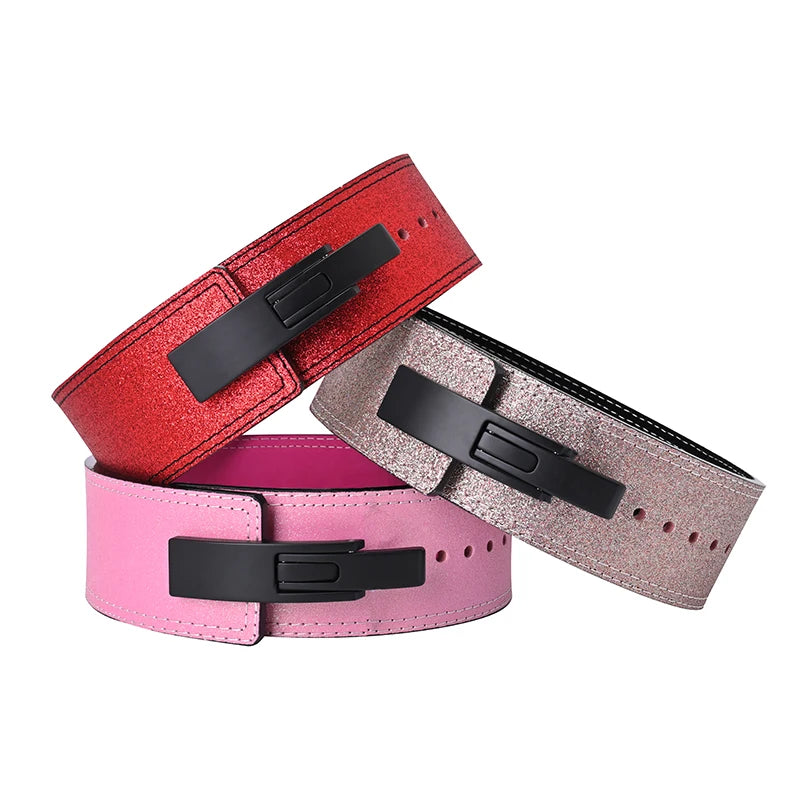 Women's Custom Logo Cowhide Neoprene Material Fitness Back Support Belt Wholesale Glitter Gym Weightlifting Weight Lifting Lever
