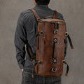 Vintage Men Leather Duffle Travel Shoulder Bag Large Capacity Men Leather Backpack Genuine Leather Travel Bag for Men