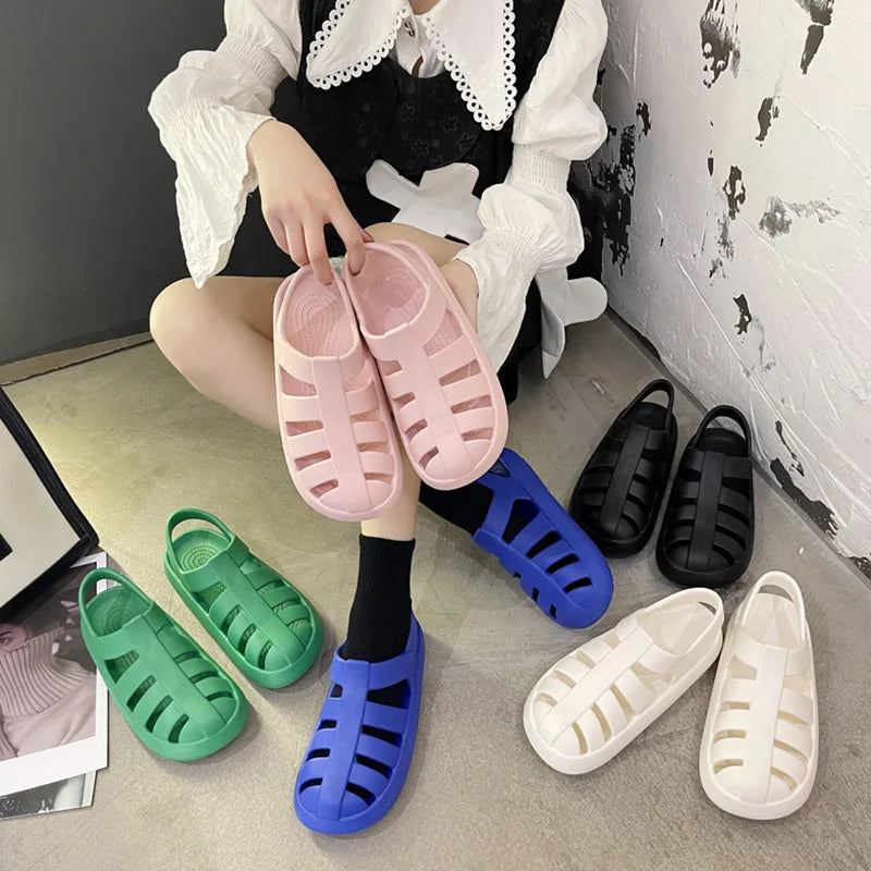 Women's 2022 Soft Flat for Slippers with Air Cushion High Heel Easy Wear Indoor and Outdoor EVA Outsole Material for Summer