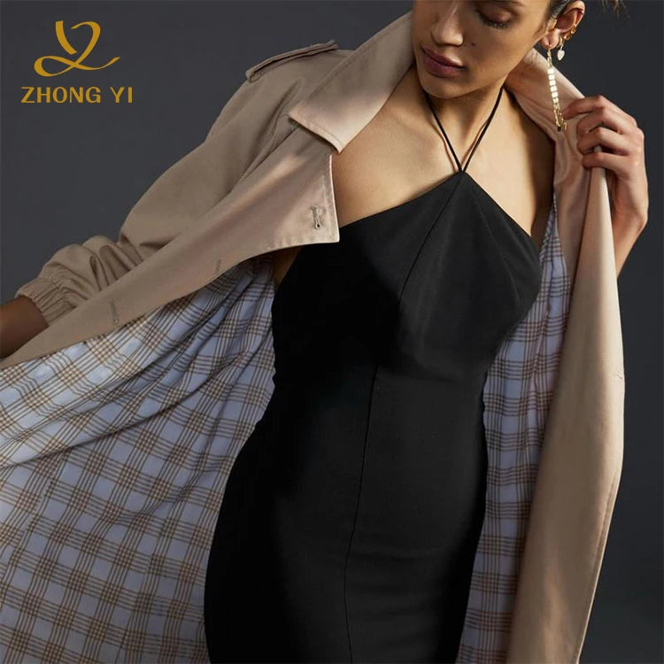 Custom OEM Spring New Fashion Women's Windproof Loose Surcoat Street Wear Turn Down Collar Double Breasted Female Trench Coats