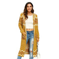 Factory Wholesale Women Sweater Coat Cotton Cardigan Hoodie Open Stitch Soft Acrylic Tribal Pattern Knitted Long Cardigan