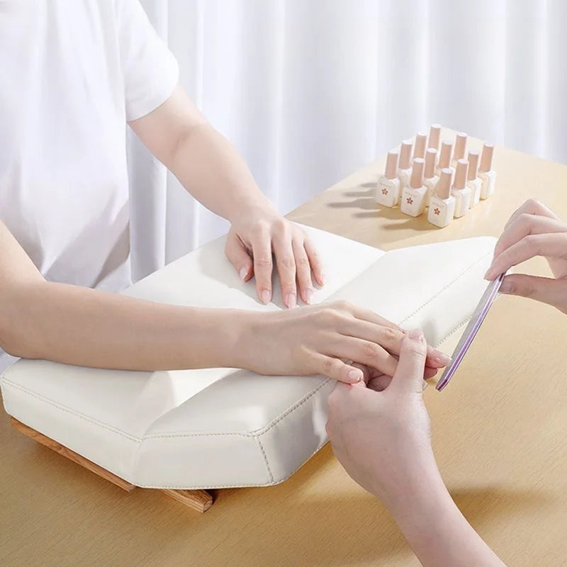 Foldable Nail Pillow Hand Mat Log Adjustable Height Leather Hand Pillow Arm Rest for Nail Salon