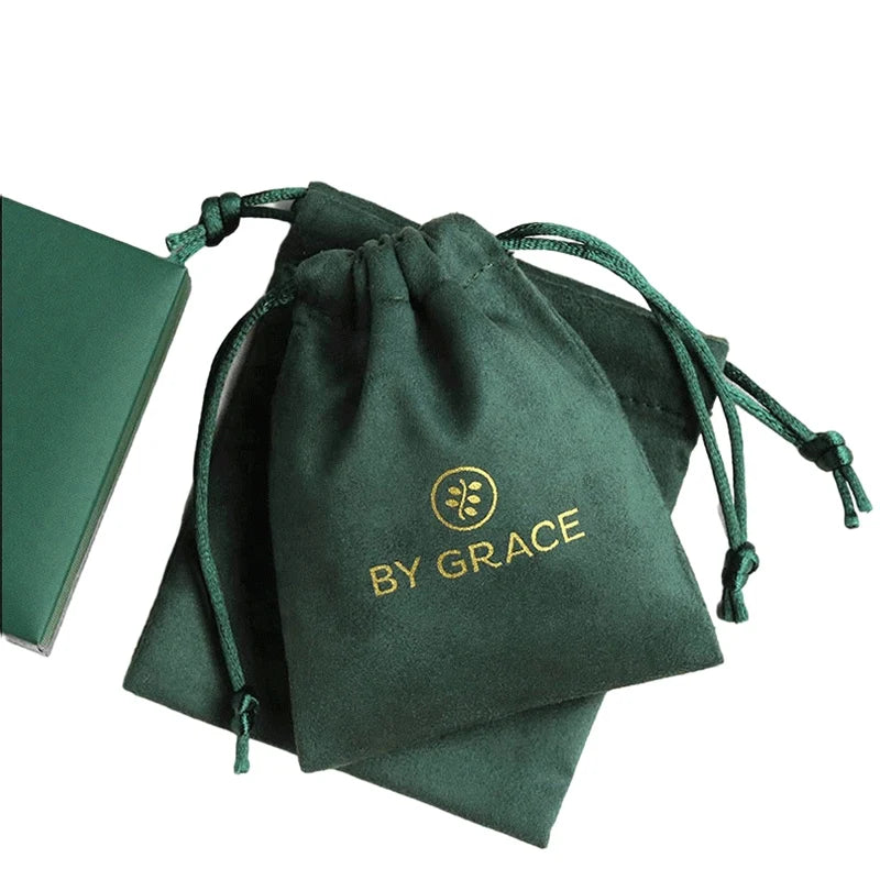 Velvet Drawstring Bags Reusable Dark Green Hot Stamping Travel Storage Pouches for Jewelry Party Wedding Storage Home Supplies