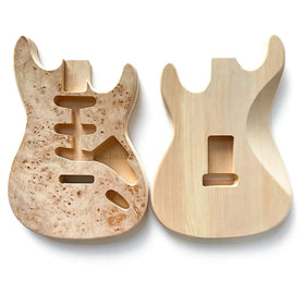Wholesale Unfinished Basswood Solid Body Guitar SSS ST Electric Guitar Body with Burl Veneer