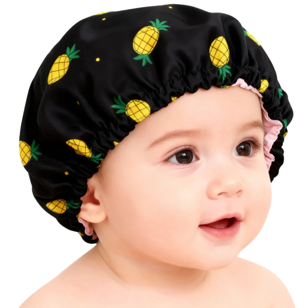 QINGYAN Children Bonnet Satin Factory Price Glitter Printed Kids Satin Bonnet Essential Hair Care Accessory for Children's Daily
