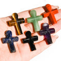 Natural Healing Crystal Gemstone Cross Pendants Cross Pocket Carvings Crystal Cross Palm Stone Pendant for Jewelry Making