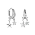 Double Star Earrings 925 Sterling Silver Hollow Star Dangle Hoops CZ Pendant Drop Huggies for Women Fine Jewelry Wholesale