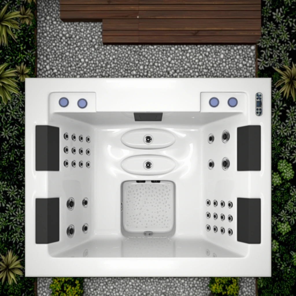 2026 Modern Acrylic Luxury 4-Person Hot Tub Whirlpool Massage Eco-Friendly Freestanding Outdoor Spa for Home Hotels Square