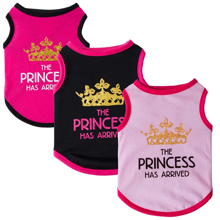 2025 Summer Dog Cat t - Shirt Princess Pet Cat Gold Crown Cotton Vest Clothes for Small to Medium Dogs
