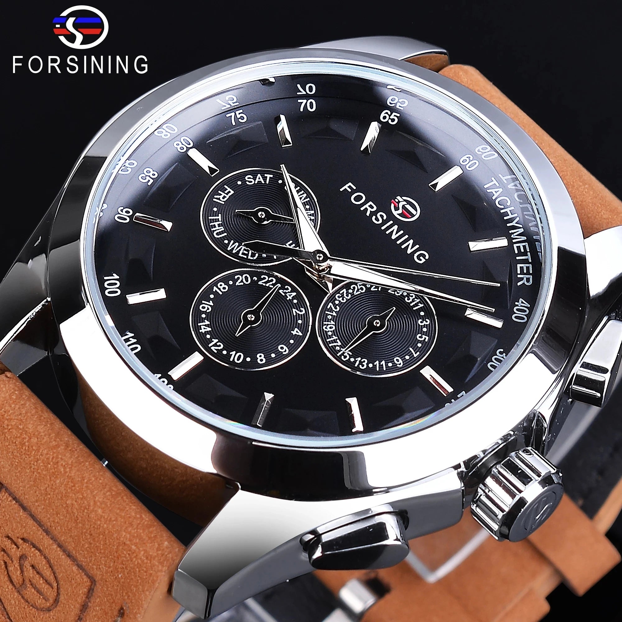 Forsining New Men Automatic Mechanical Watches Gift WristWatch Casual Waterproof Watch Genuine Leather Relogio Masculino