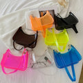 Cheap New Transparent PVC Candy Color Women's Summer Single Shoulder Underarm Bag with Chains Stone Detail French Style
