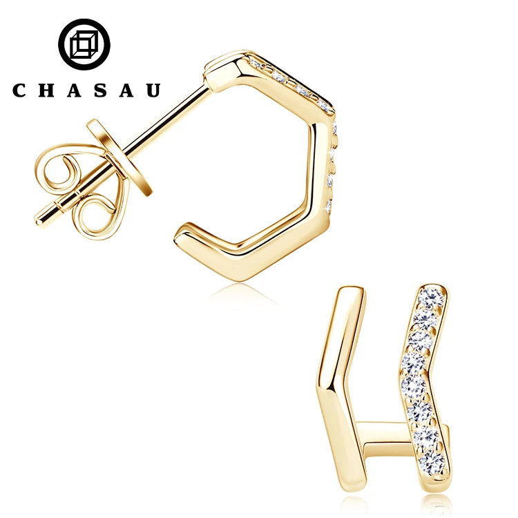 Professional Manufacturer Micro-set 1.2mm 0.008ct Moissanite S925 Sterling Silver Personalized Geometric Huggie Earrings