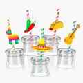 Cinco De Mayo Party Decorations Fiesta Cupcake Toppers Mini Sombrero Mexican Straws Fiesta Party Supplies Straw Set