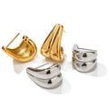 ERESI INS Design 18k PVD Gold Plated Double Wave CC Hoop Earrings Jewelry Chunky Stainless Steel Layer Stud Earrings for Women