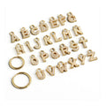 YHE0147 Initial Huggie Dangle Hoop Earrings for Women Fine Cubic Zirconia A-Z Alphabet Letter Charm