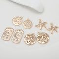 Unique Design 14K Gold Plated Inlaid Zircon Round Star Rectangle Moon Star Shape Charm MegaBDM