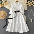 New Summer Dress French Temperament A-line Skirt Waist Shirt Dress With Single-breasted Slit Dress