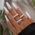 3pcs/set Women French Elegance Beaded Split Ring Set Imitation Pearls Rings Set for Women Boho Beaded Knuckle Ring