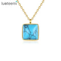 SP-LAM Women Pendant Jewelry Gold Wholesale Vintage Trendy Stainless Steel Turquoise Necklace