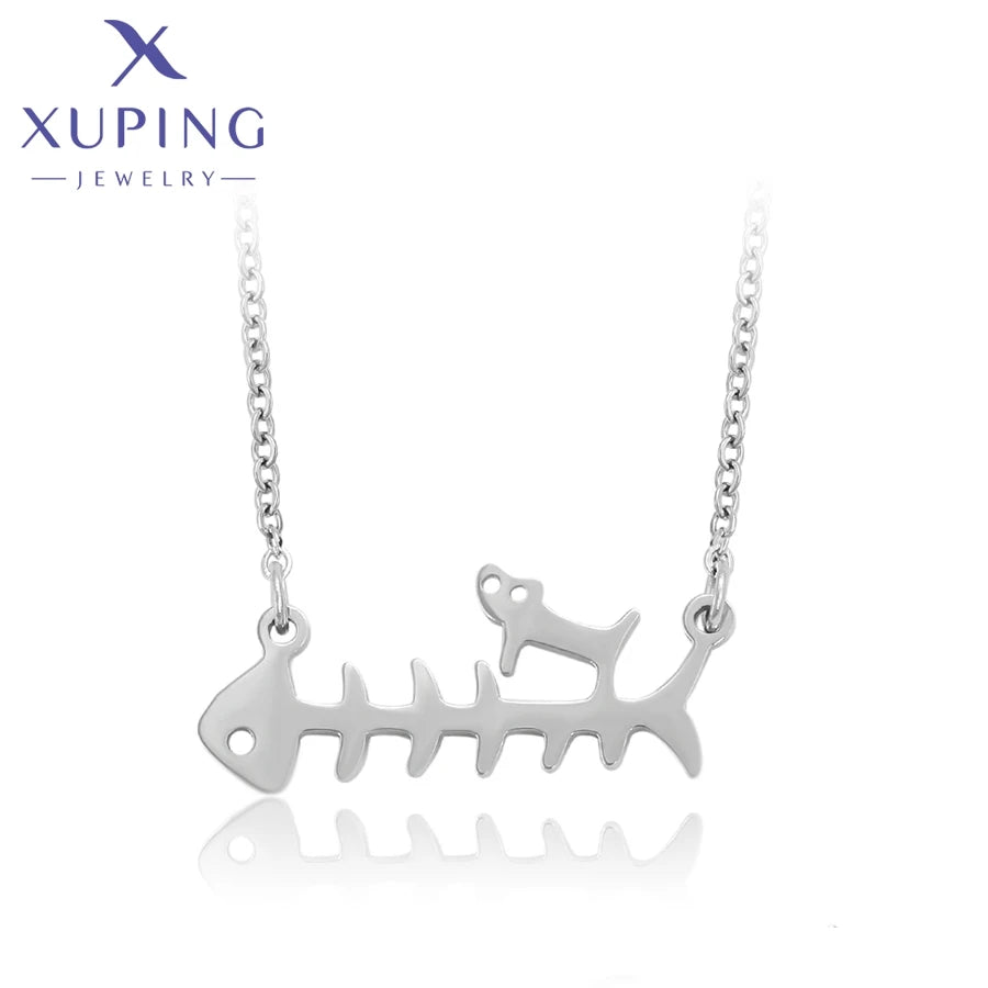 XUPING 46395 Elegant Ancient Royal Stainless Steel Simple Fish Pendant Design Unisex Classic Style-Women's Men's Gift All Ages