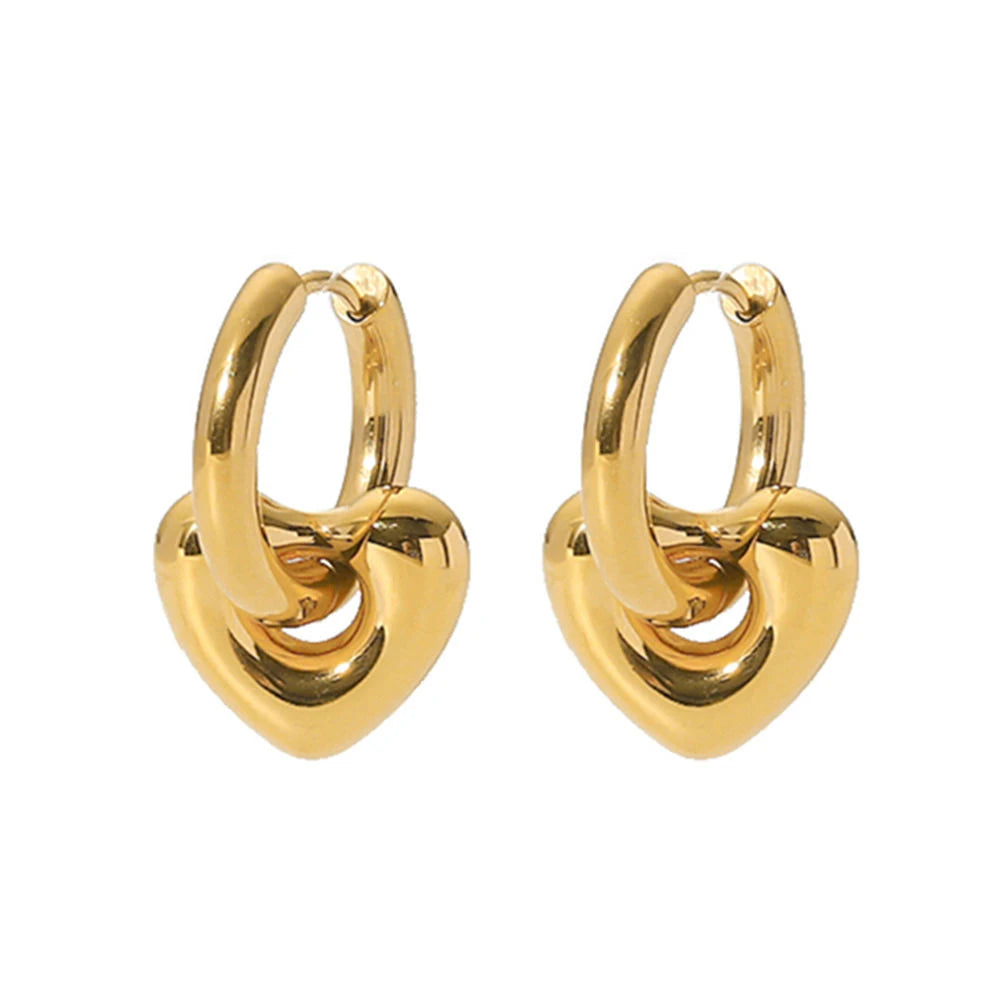 Fashion Jewelry Hollow Heart Earings Jewelry Women Designer Stainless Steel 18K Gold Plated Huggies Hoop Earrings 2024