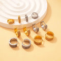 Fine Stainless Steel Wholesale Jewelry Gold Plated Zircon Diamond Statement Hoop Earrings Joyas De Acero Inoxidable Para Mujer