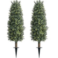 Artificial Boxwood Topiary Trees with Ground Spike Boxwood Cone Bushes Trees Shrubs Plants Front Porch Decor Outside Garden