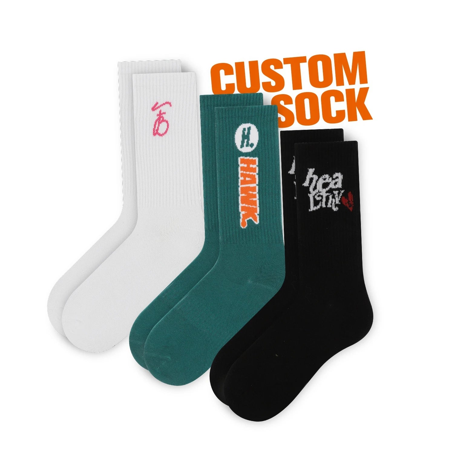 FREE DESIGN & MOCKUP OEM Custom Comfortable Cotton Casual Sock Design Custom Crew Sock for Men