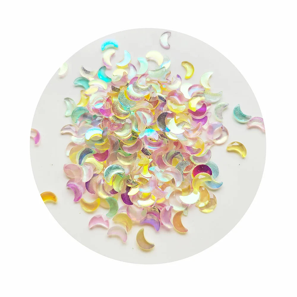 2024 New DIY Stickers Glitter Moon Resin Kawaii Cabochons Nail Art Decoration Slime Fillings Handmade Crafts