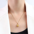 Jewelry Stainless Steel Lock Necklace 18K Gold Plated Long Chain High Polishing for Men Women