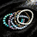 Handmade Natural Stretch Beads Jade Angelite Brown Fire Lace Opal Howlite Imperial Jasper Lepidolite Beaded Healing Bracelets