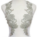 Wholesale Factory Small Quantity Pair or Single Handmade for Bridal Wedding Dress Beaded Bodice Patch Rhinestone Applique