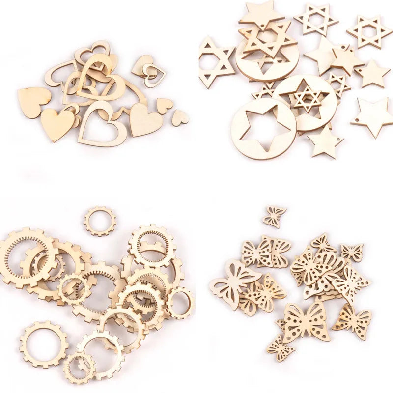18pcs Wood Accessories Custom Wood Laser Cutting Laser Cut Wooden Craft Flower butterfly Piece Craft