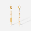 Luxury Trendy Women's Freshwater Pearl Long Drop Earrings 18K PVD Gold Plated Stainless Steel Hoop/Huggie/Drop Wedding