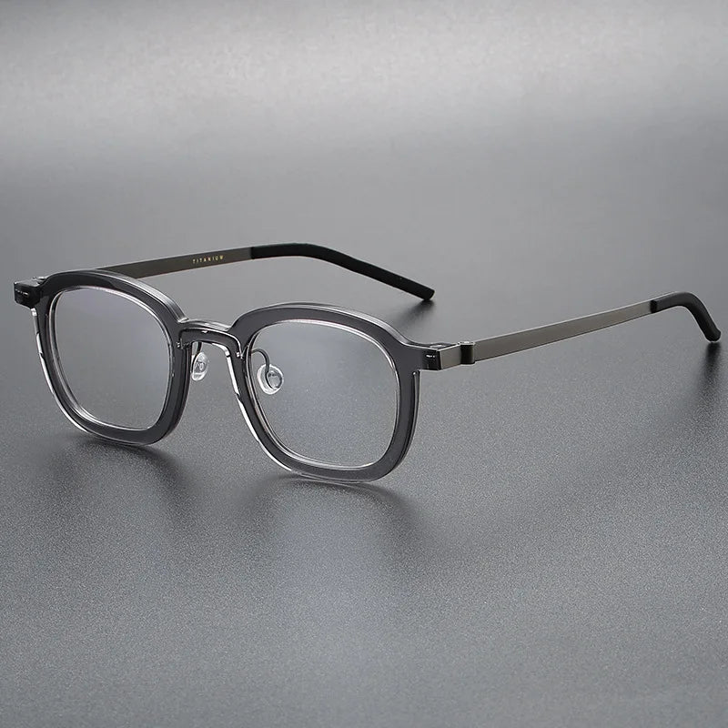 High Quality Professional Acetate Titanium Men Women Optical Frames Rectangle Black Eye Glasses