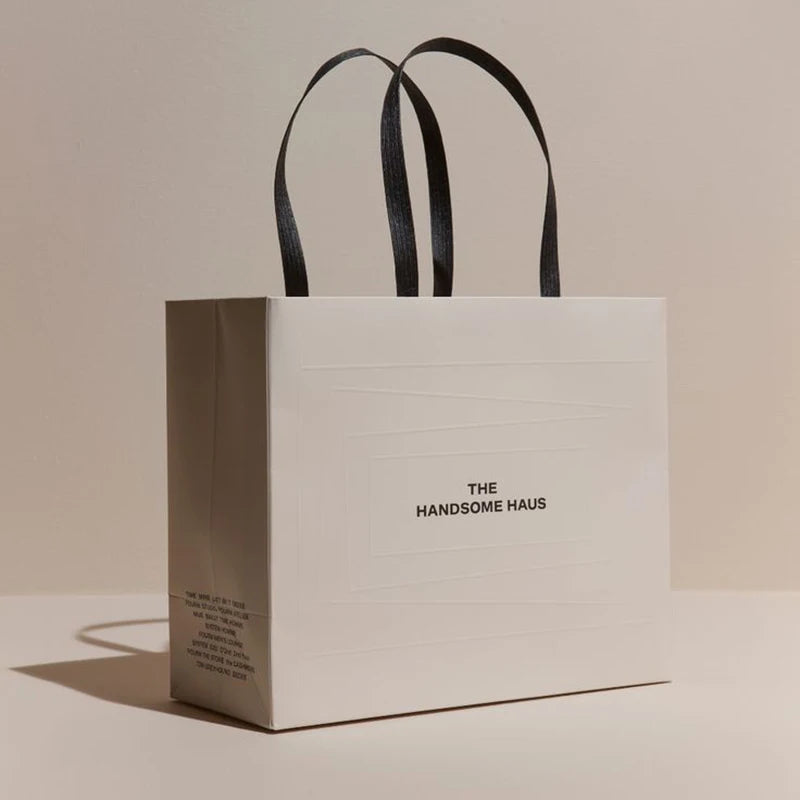 Custom Logo Printed Luxury High End White Paper Jewelry Clothing Packaging Gift Shopping Bag