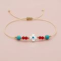 Go2boho Charm Shell Cross Crystal Bracelets Women Pulsera Jewelry Handmade String Friendship Boho Stone Turquoise Bead Bracelet