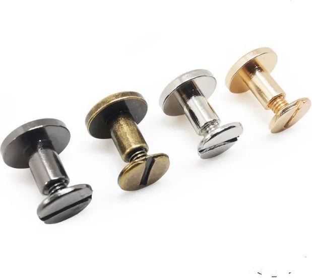 Brass Steel Flat Slotted Head Double Cap Chicago Binding Rivet Screws for Leather Belt