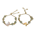 Jade Beads Butterfly Bracelet Women Men Couple Drawing Cat Eye Stone Charm Adjustable Beaded Bracelets Best Friend Jewelry Gifts