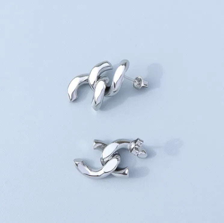 Cheap Simple Stainless Steel Chain Links Stub Earrings