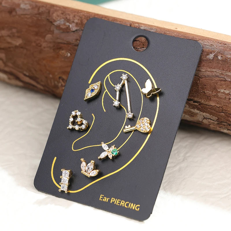 New Design Stainless Steel Lip-Shape Earrings With Zircon Stone Stud Earrings