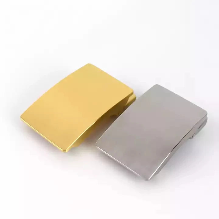 MeeTee YK001 Stainless Steel Men's Belt Buckle Without Teeth Automatic Buckles Head DIY Business Casual Leather Craft Accessory