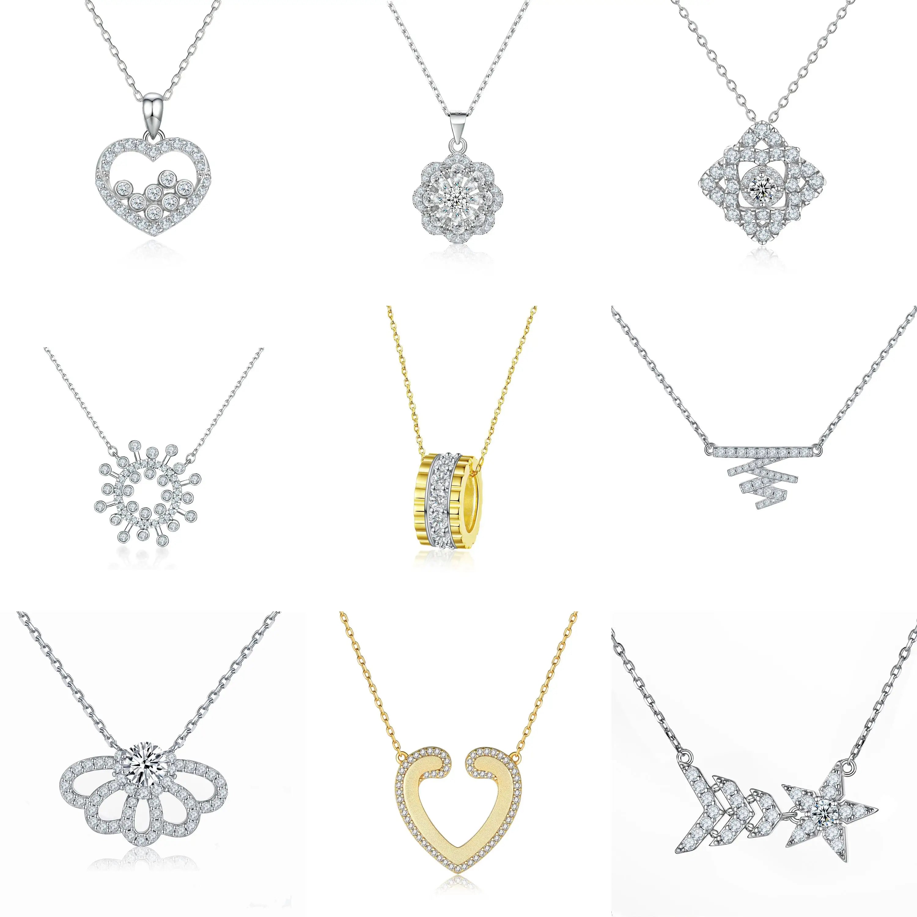 Custom Heart Necklace Rose Gold Plated Non Fade 925 Sterling Silver Necklace Women Trendy Jewelry Necklaces
