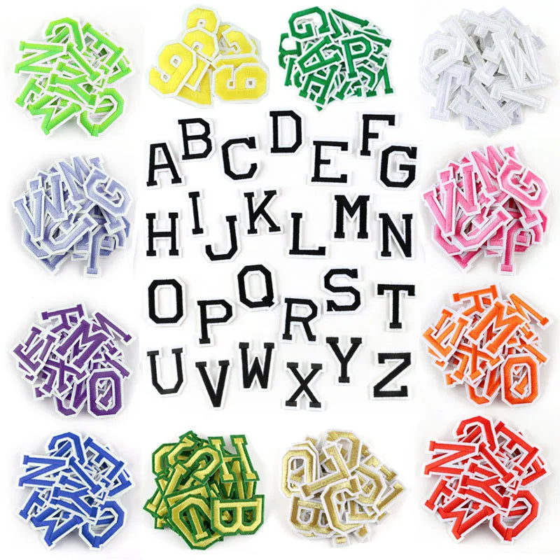 Stock 5cm Iron on Backing Multi Color Letter Diy Gift Clothing Bag Patches Embroidery Alphabet Patch