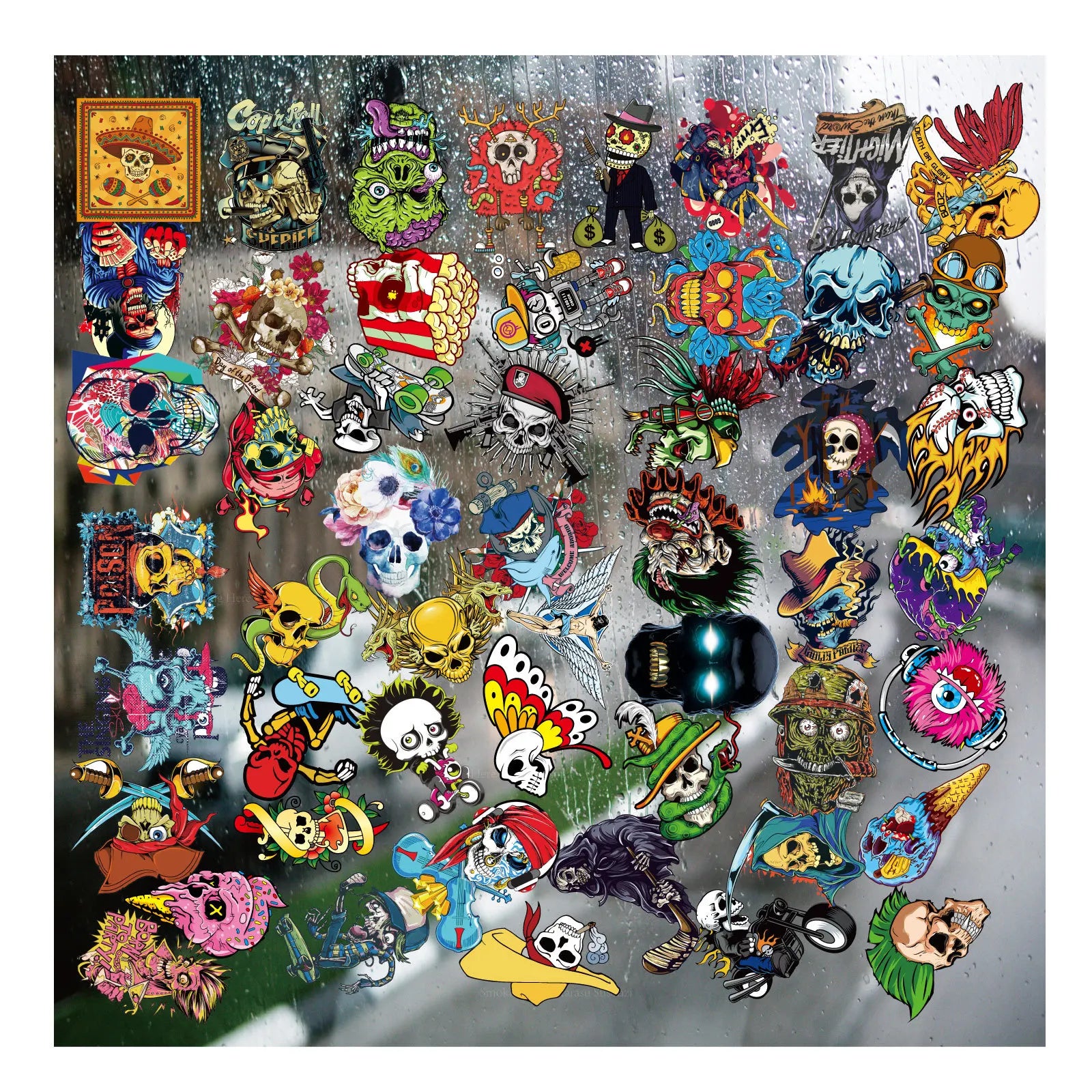 Waterproof UV Transfer Transparent Fashional 3D Horror Ghost Skeleton Sticker
