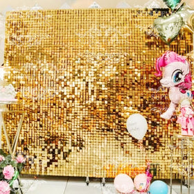 Hot Sale Gold Custom Sequins Background Wall Birthday Party Decoration Advertising Backdrop Square Sequin Shimmer Wall Panels